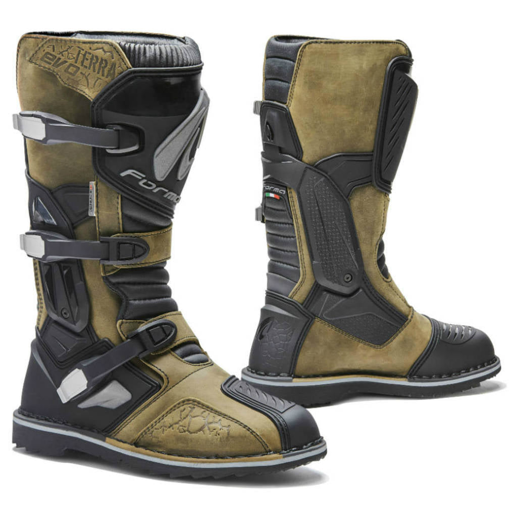 Forma Terra Evo motorcycle boots, brown footwear adventure adv 