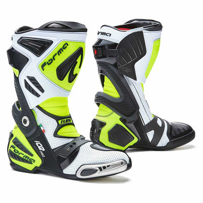 Forma motorcycle boots racing Ice Pro neon fluro white 