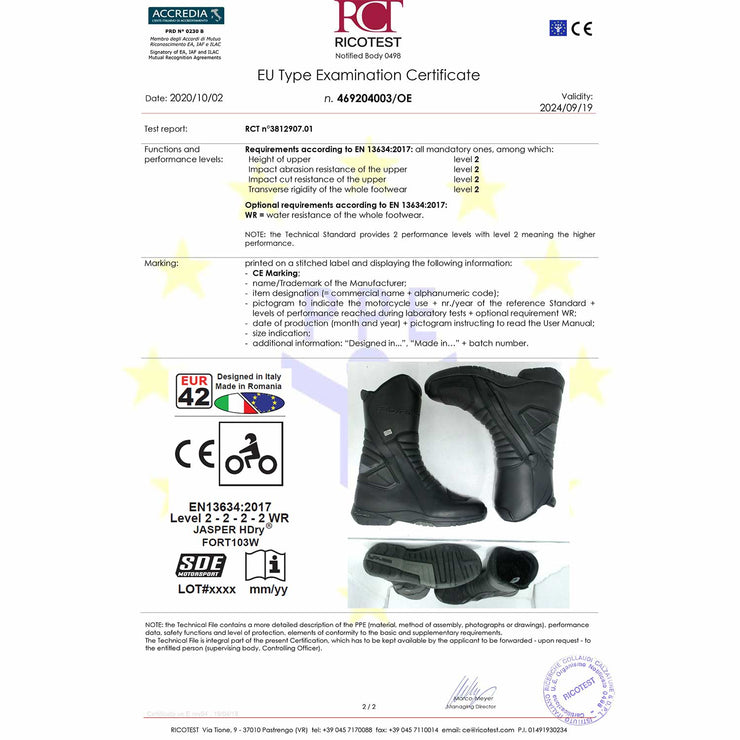 Forma motorcycle boots CE safety level Jasper footwear quality help support riding