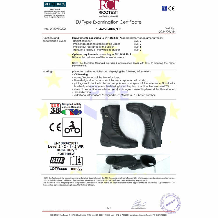 Forma motorcycle boots CE safety level Rose HDry footwear quality help support riding
